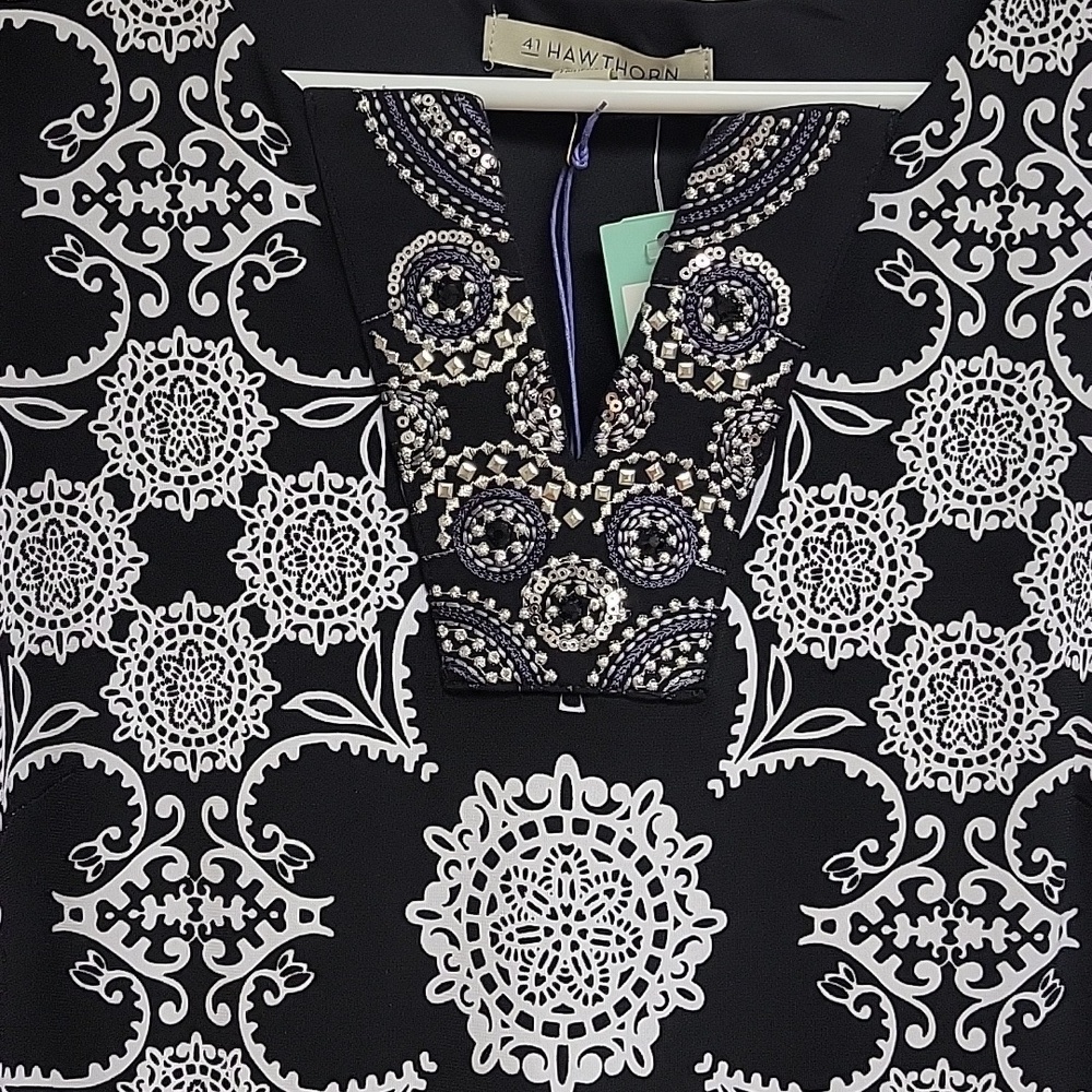 41 Hawthorn Black White Sleeveless Drop Waist Dress. New With Tags Small - Picture 2 of 7